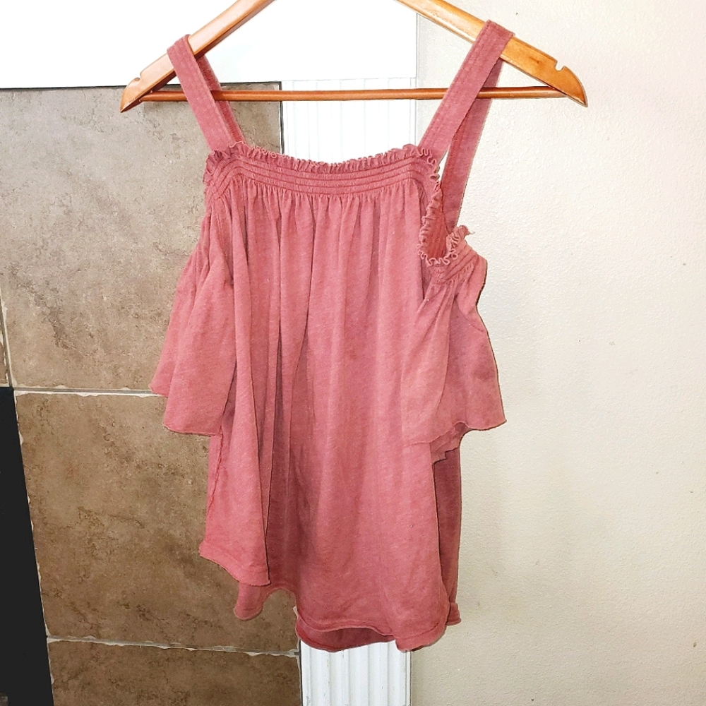 WE THE FREE Cold Shoulder Bell Sleeve Boho Blouse